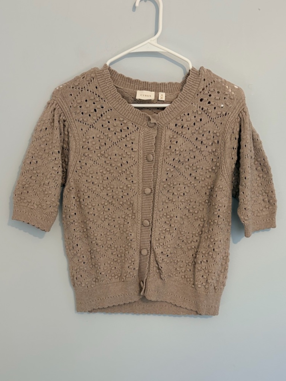 Cyrus Taupe Knit Button-Front Cardigan